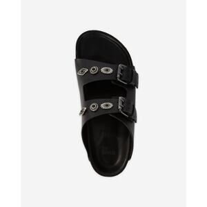 $365 New The Kooples Black Leather Studded Sandals - Fr 39 / US 8
